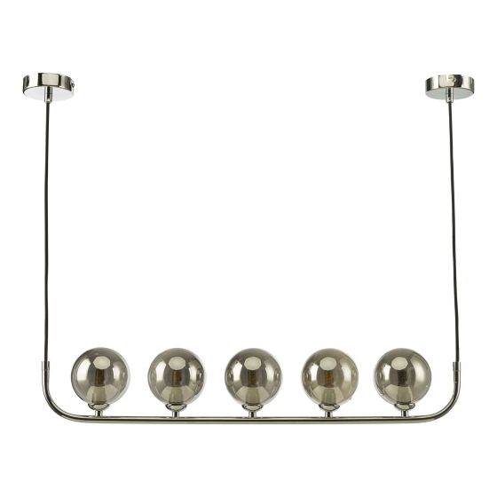 Där Lighting Cradle 5 Light Bar Pendant Polished Chrome Smoked Glass