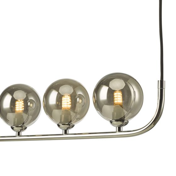 Där Lighting Cradle 5 Light Bar Pendant Polished Chrome Smoked Glass