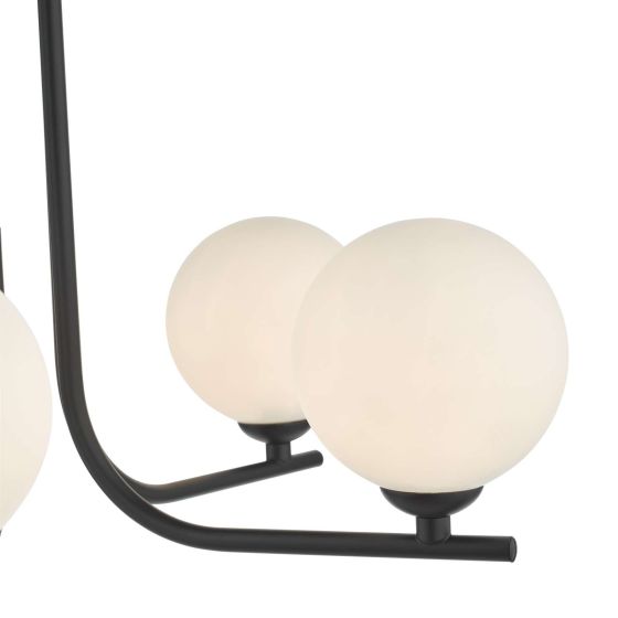 Där Lighting Cradle 5 Light Semi Flush Matt Black Opal Glass