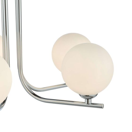 Där Lighting Cradle 5 Light Semi Flush Polished Chrome Opal Glass