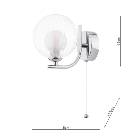 Där Lighting Cradle Wall Light Polished Chrome & Clear/Opal Glass
