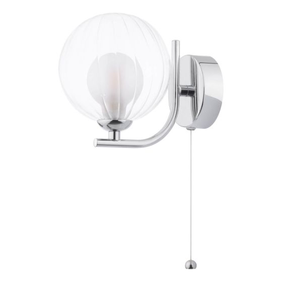 där lighting Cradle Wall Light Polished Chrome & Clear/Opal Glass