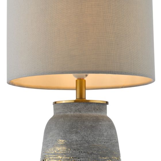 Där Lighting Creon Ceramic Table Lamp Grey And Antique Brassss With Shade