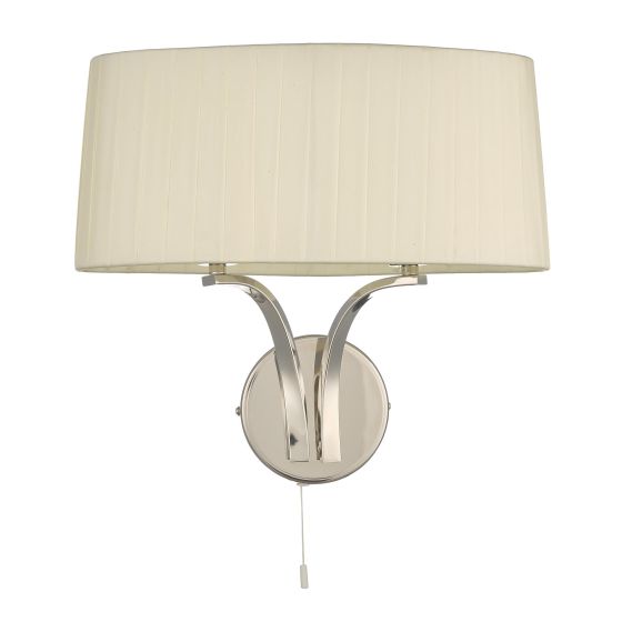 Där Lighting Cristin 2 Light Wall Light Polished Nickel With Ivory Shade
