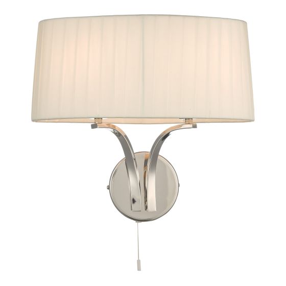 där lighting Cristin 2 Light Wall Light Polished Nickel With Ivory Shade