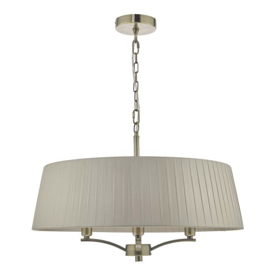 Där Lighting Cristin 4 Light Pendant Antique Brass With Taupe Shade