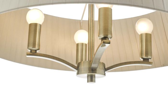 Där Lighting Cristin 4 Light Pendant Antique Brass With Taupe Shade