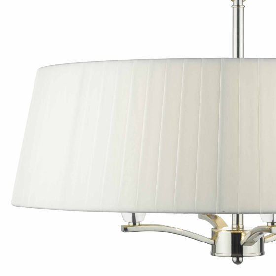 Där Lighting Cristin 4 Light Pendant Polished Nickel With Ivory Shade