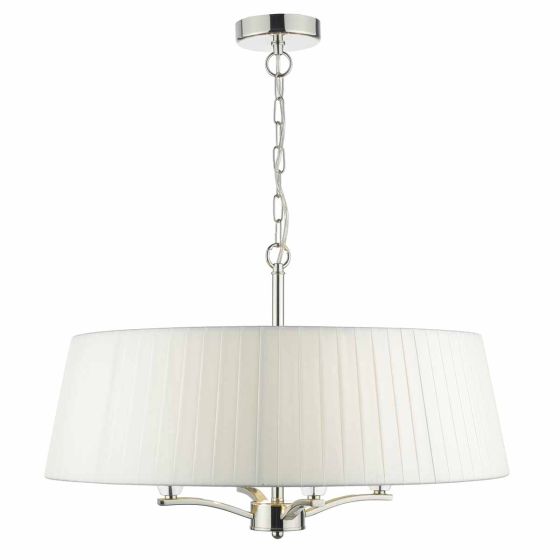 Där Lighting Cristin 4 Light Pendant Polished Nickel With Ivory Shade