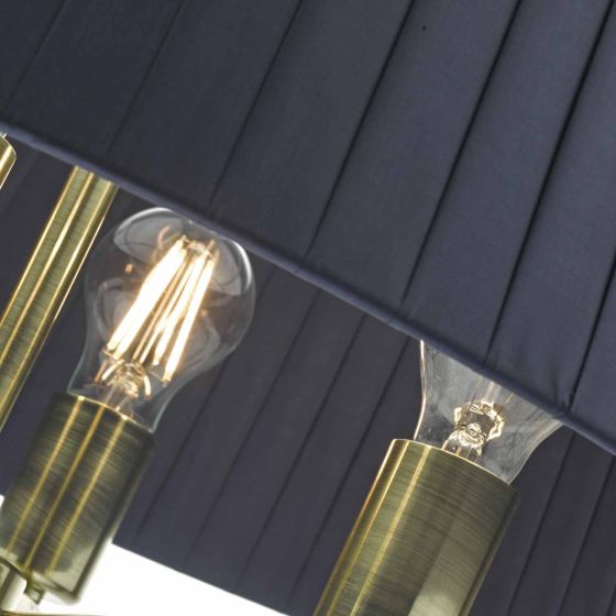 Där Lighting Cristin 4 Light Pendant Satin Brass With Navy Shade