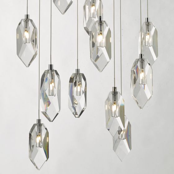 Där Lighting Crystal 12 Light Cluster Pendant Polished Chrome & Crystal