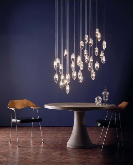 Där Lighting Crystal 12 Light Cluster Pendant Polished Chrome & Crystal