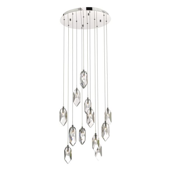 där lighting Crystal 12 Light Cluster Pendant Polished Chrome & Crystal