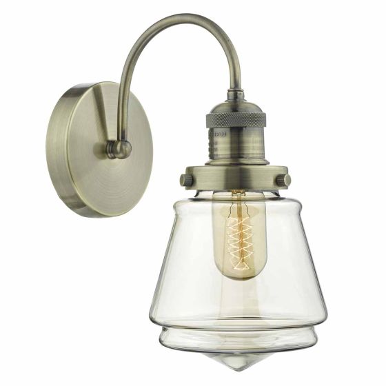 Där Lighting Curtis Wall Light Antique Brass & Champagne Glass