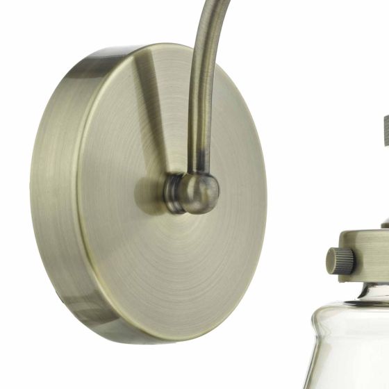 där lighting Curtis Wall Light Antique Brass & Champagne Glass