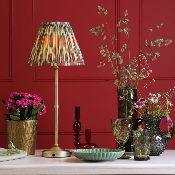 Där Lighting Dahl Rechargeable Table Lamp Matt Antique Brass With Shade LED