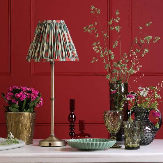 Där Lighting Dahl Rechargeable Table Lamp Matt Antique Brass With Shade LED