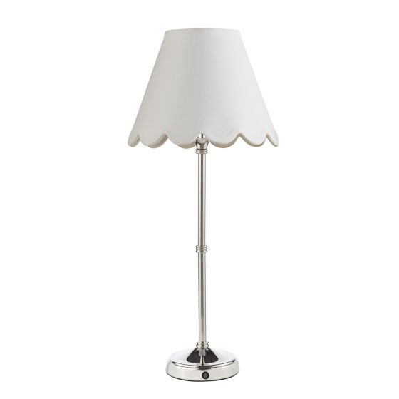 Där Lighting Dahl Rechargeable Table Lamp Polished Nickel With Shade LED