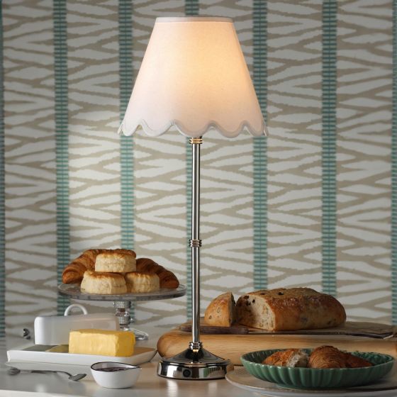 Där Lighting Dahl Rechargeable Table Lamp Polished Nickel With Shade LED