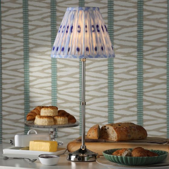 Där Lighting Dahl Rechargeable Table Lamp Polished Nickel With Shade LED