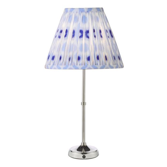 där lighting Dahl Rechargeable Table Lamp Polished Nickel With Shade LED