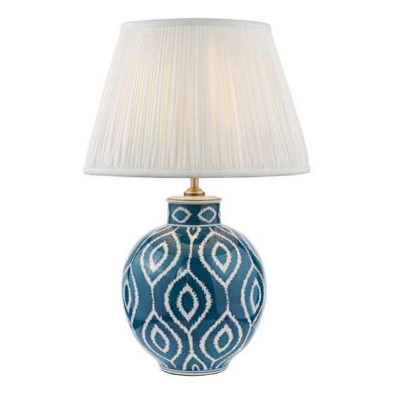 där lighting Dakari Table Lamp Blue and Antique Brass With Shade
