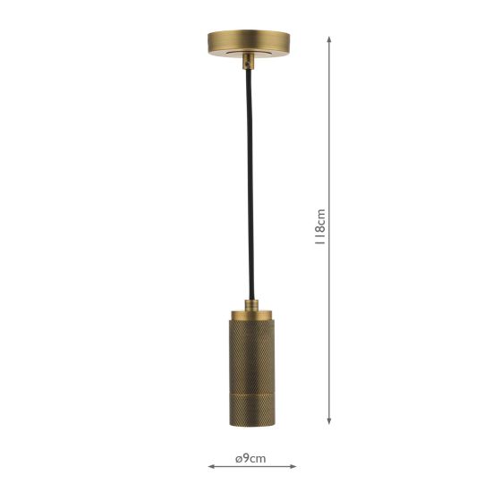 Där Lighting 1 Light Knurled Brass E27 Suspension