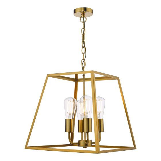 där lighting Academy 4 Light Lantern Natural Brass