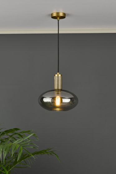 Där Lighting Aiden Easy Fit Pendant Smoked Glass