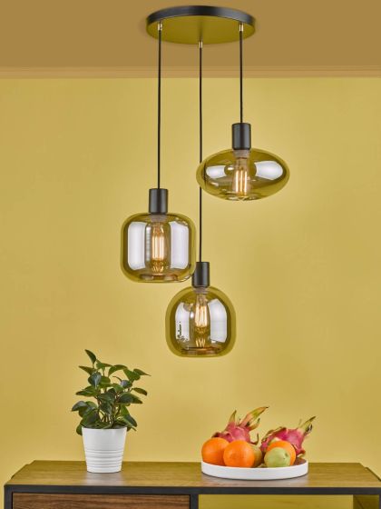 Där Lighting Aiden Easy Fit Pendant Smoked Glass