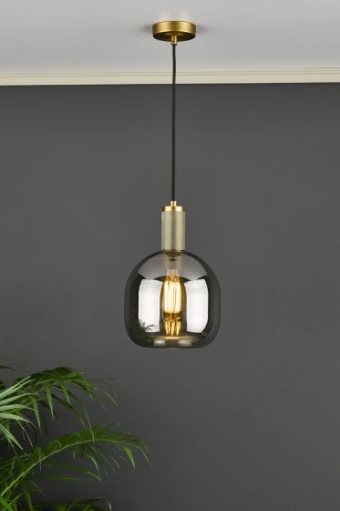Där Lighting Aiden Easy Fit Pendant Smoked Glass