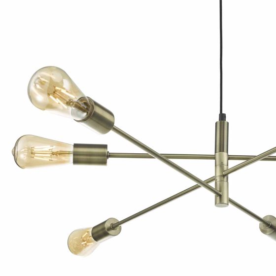 Där Lighting Alana 6 Light Pendant Antique Brass
