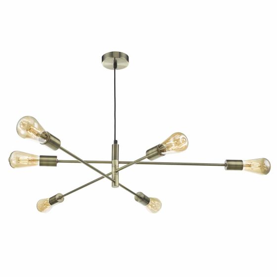 Där Lighting Alana 6 Light Pendant Antique Brass