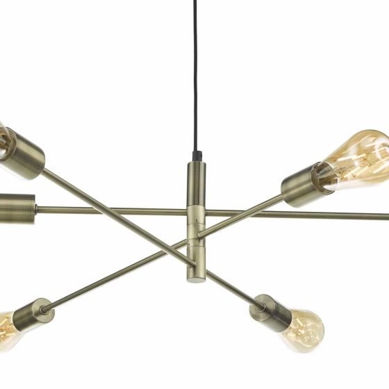 där lighting Alana 6 Light Pendant Antique Brass