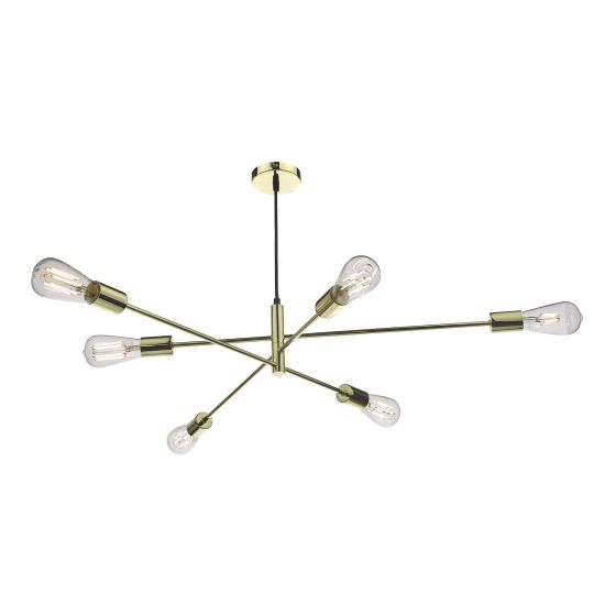 där lighting Alana 6 Light Pendant Polished Gold