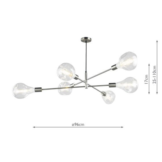 Där Lighting Alana 6 Light Pendant Satin Chrome