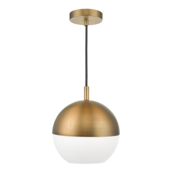 Där Lighting Andre Pendant Aged Brass Opal Glass