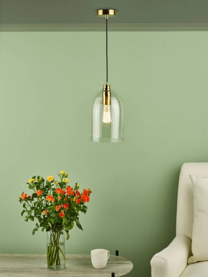 Där Lighting Archie Pendant Satin Bronze Glass