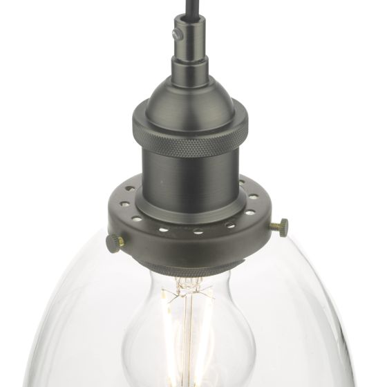 Där Lighting Arvin Pendant Antique Chrome & Glass