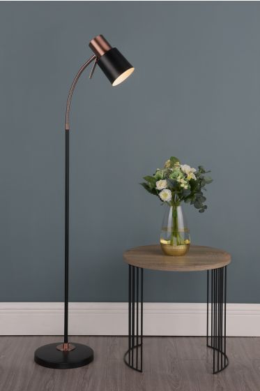 Där Lighting Bond Task Floor Lamp Black Copper