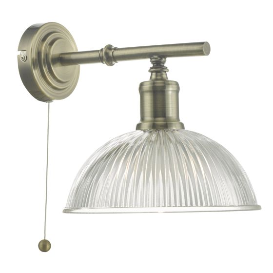 Där Lighting Dara Wall Light Antique Brass & Glass
