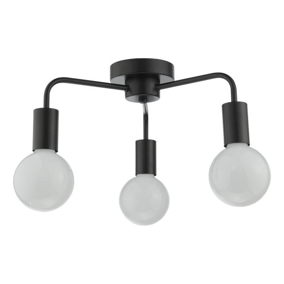 Där Lighting Dena 3 Light Semi-Flush Matt Black