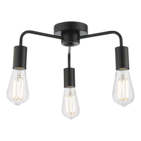 Där Lighting Dena 3 Light Semi-Flush Matt Black