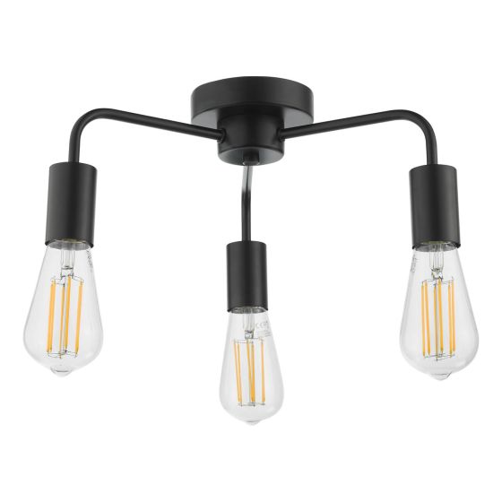 Där Lighting Dena 3 Light Semi-Flush Matt Black
