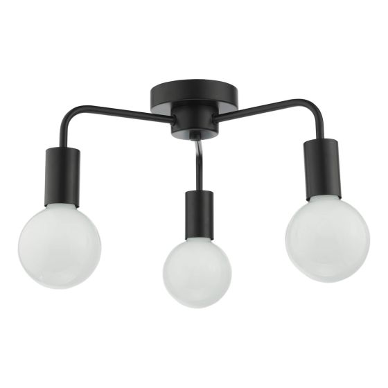 där lighting Dena 3 Light Semi-Flush Matt Black