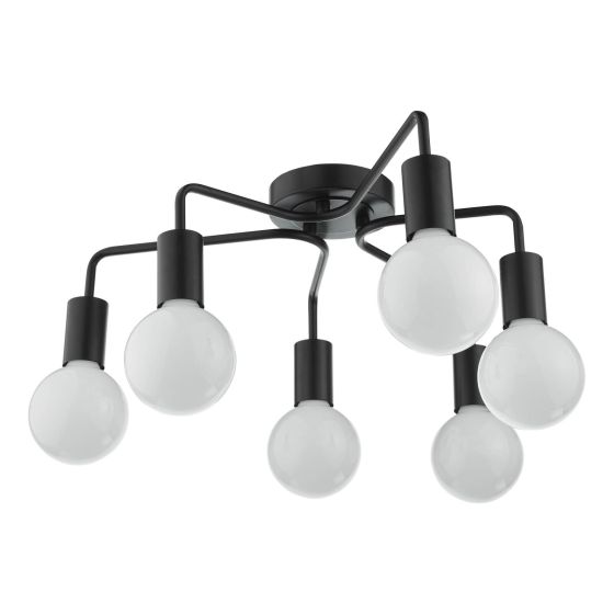 Där Lighting Dena 6 Light Semi-Flush Matt Black