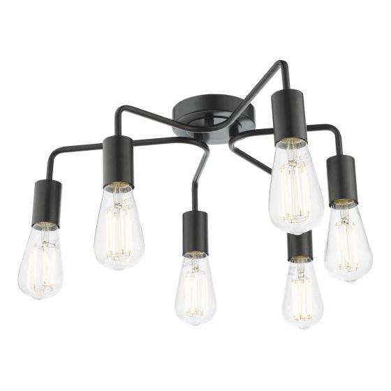 Där Lighting Dena 6 Light Semi-Flush Matt Black