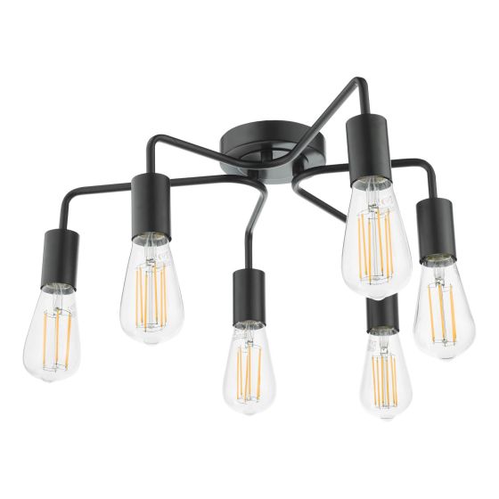 Där Lighting Dena 6 Light Semi-Flush Matt Black