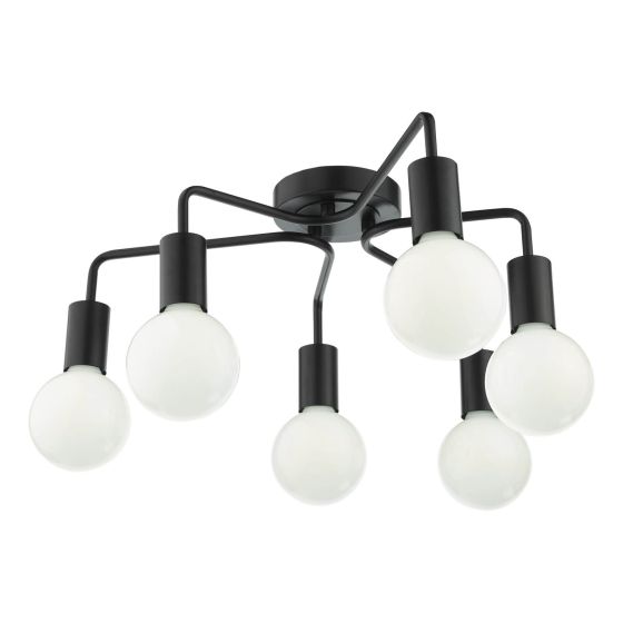 där lighting Dena 6 Light Semi-Flush Matt Black