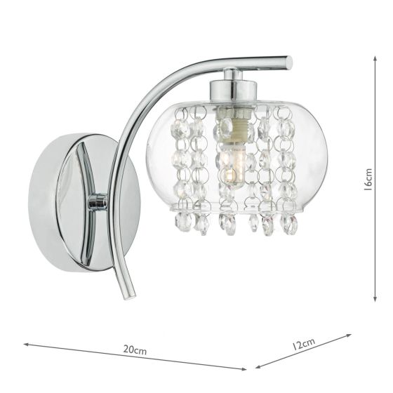 Där Lighting Elma Wall Light Polished Chrome & Glass